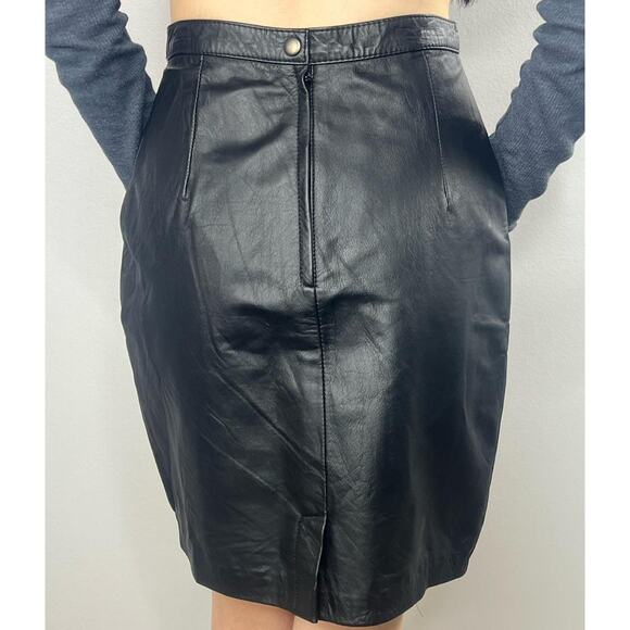 Vintage 90s Euro Mond of California 100% Genuine Leather Pencil Skirt Size 3/4 - Picture 3 of 4